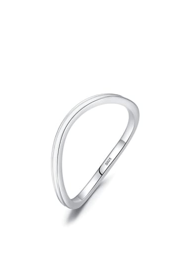 white 925 Sterling Silver Enamel Geometric Minimalist Band Ring