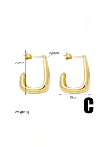C Brass Geometric Minimalist Stud Earring