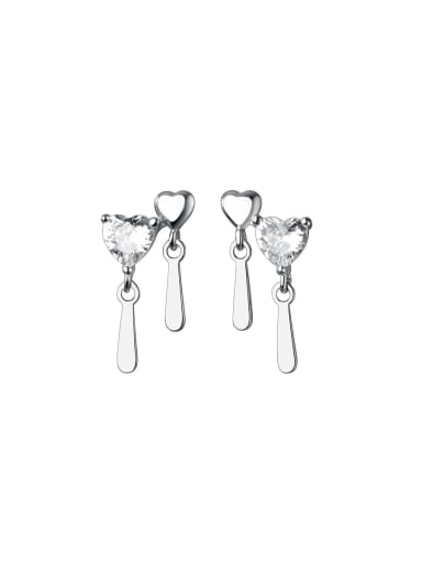 925 Sterling Silver Rhinestone Water Drop Minimalist Stud Earring