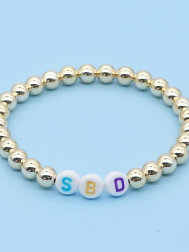 QT B200204A Stainless steel Bead Multi Color Letter Bohemia Stretch Bracelet