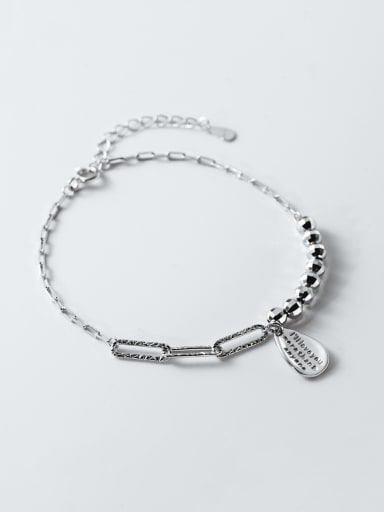925 Sterling Silver Geometric Minimalist Asymmetrical  Chain Bracelet