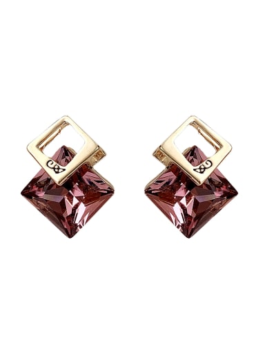 Brass Crystal Geometric Luxury Drop Earring
