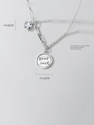 925 Sterling Silver Cute Round Good Luck  Necklace