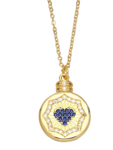 E (blue) Brass Cubic Zirconia Heart Vintage Necklace