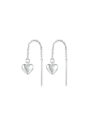 custom 925 Sterling Silver Heart Tassel Minimalist Threader Earring