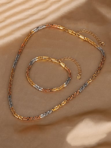 Brass Bracelet Trend Irregular and Necklace Set