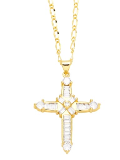 B Brass Cubic Zirconia Cross Trend Necklace