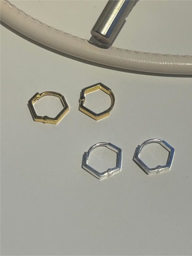 custom 925 Sterling Silver Hexagon Minimalist Huggie Earring
