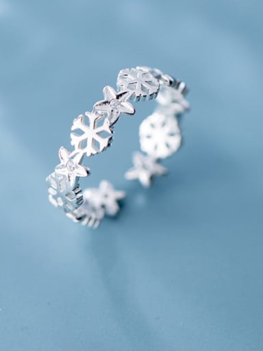 925 Sterling Silver  Hollow snowflake Classic free size Ring