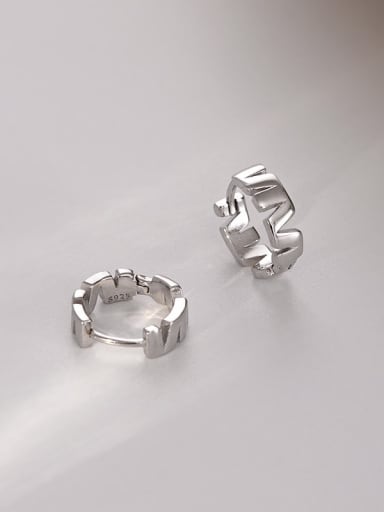 ES1993 platinum 925 Sterling Silver Geometric Minimalist Huggie Earring