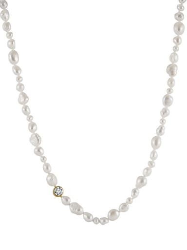 custom 925 Sterling Silver Freshwater Pearl Irregular Minimalist Beaded Necklace