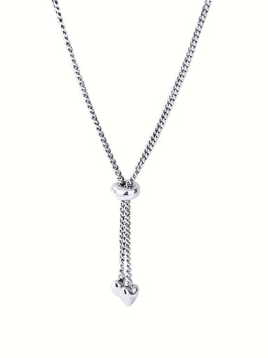 925 Sterling Silver Heart Tassel Vintage Lariat Necklace