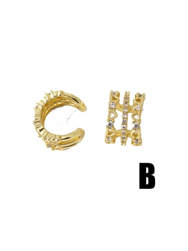 B Brass Cubic Zirconia Bowknot Hip Hop Clip Earring