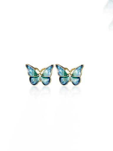 custom 925 Sterling Silver Enamel Butterfly Cute Stud Earring