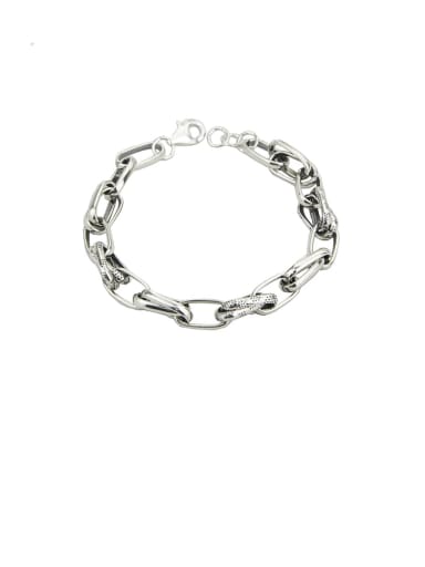 Vintage Sterling Silver With Simple Retro Hollow Chain  Bracelets