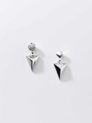 925 Sterling Silver Cubic Zirconia Triangle Minimalist Drop Earring
