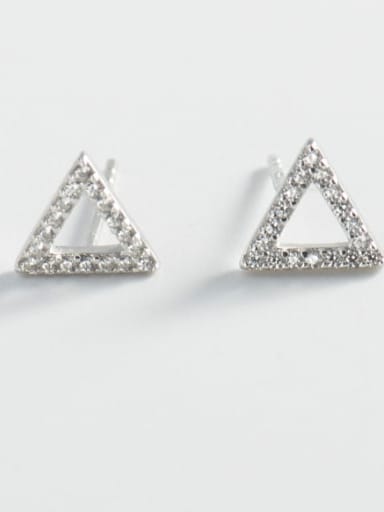 925 Sterling Silver Rhinestone Triangle Minimalist Stud Earring