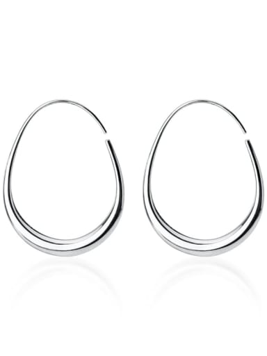 925 Sterling Silver Minimalist  Hollow Geometric Hook Earring
