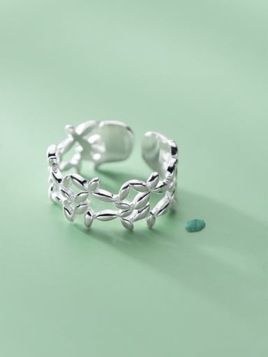 925 Sterling Silver Hollow Flower Minimalist Band Ring