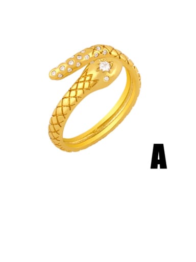A Brass Rhinestone Snake Vintage Band Ring