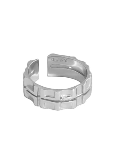 Platinum [No. 13 adjustable] 925 Sterling Silver Geometric Vintage Band Ring