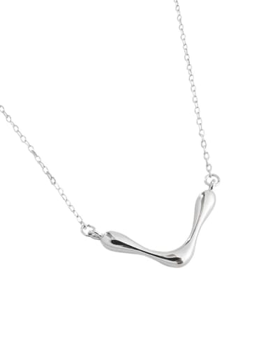 925 Sterling Silver Minimalist  V letter Pendant Necklace