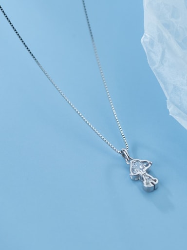 925 Sterling Silver Cubic Zirconia Dog Minimalist Necklace