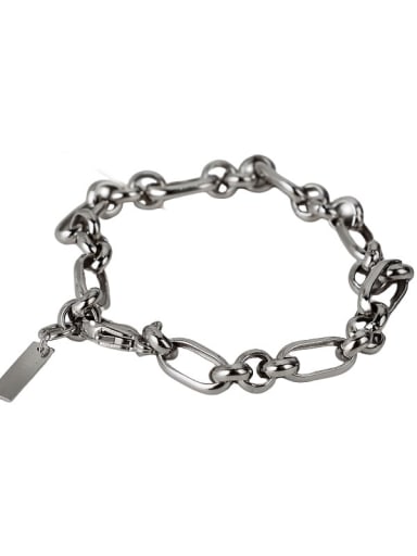925 Sterling Silver Hollow Geometric chain Artisan Link Bracelet