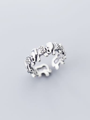925 Sterling Silver Elephant Vintage Band Ring