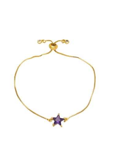 purple Brass Cubic Zirconia Pentagram Minimalist Adjustable Bracelet