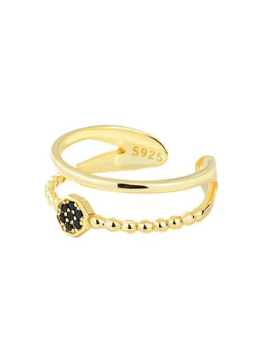 18K Gold 925 Sterling Silver Cubic Zirconia Geometric Vintage Stackable Ring