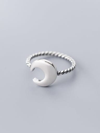 925 Sterling Silver Moon Minimalist free size Ring