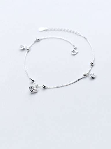 custom 925 Sterling Silver Minimalist  Triangle  Cubic Zirconia Anklet