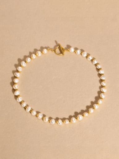 Stainless steel Imitation Pearl Geometric Minimalist Beaded Necklace