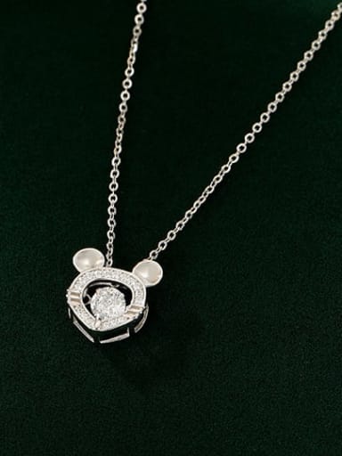 NS1091 [mouse White Gold] 925 Sterling Silver Cubic Zirconia Zodiac Trend Necklace