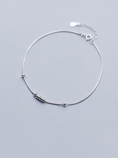 925 Sterling Silver Minimalist   Round  Bead Anklet