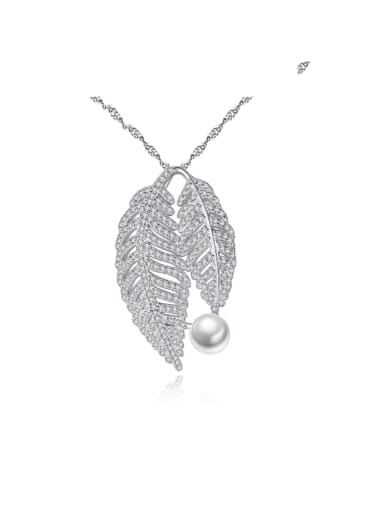 925 Sterling Silver Cubic Zirconia Fashion luxury leaves pendant  Necklace