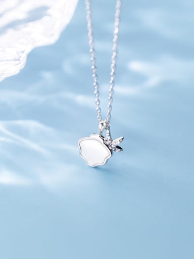 925 Sterling Silver Diamond Starfish Pendant Necklace