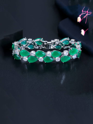 green Copper With Platinum Plated Luxury Water Drop Bracelets