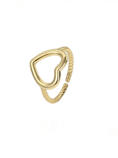 Brass Hollow  Heart Minimalist Band Ring
