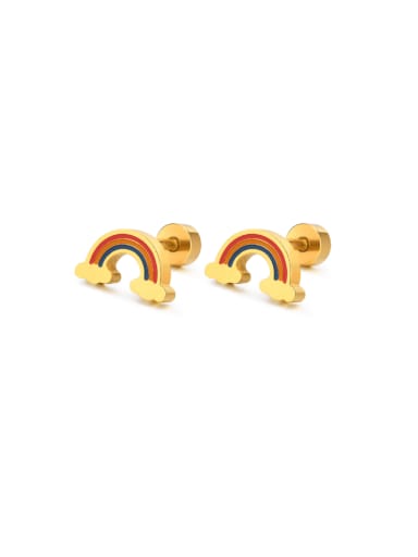 Rainbow earrings Titanium Steel Enamel Friut Minimalist Stud Earring