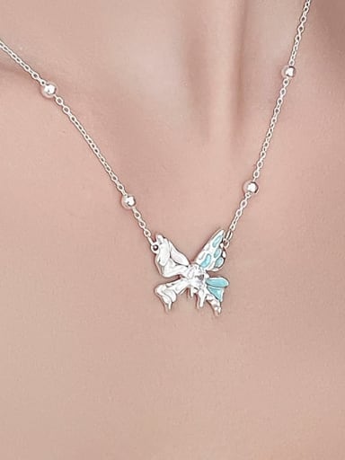 925 Sterling Silver Rhinestone Butterfly Minimalist Necklace