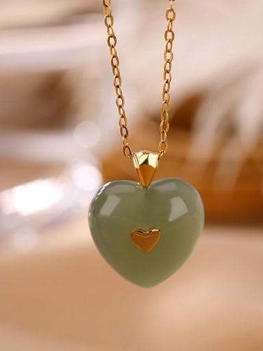 925 Sterling Silver Jade Vintage Heart Pendant