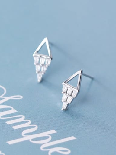 925 sterling silver square  cubic zirconia  minimalist stud earring