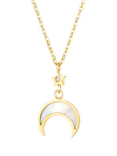 Titanium Shell Moon Minimalist Necklace