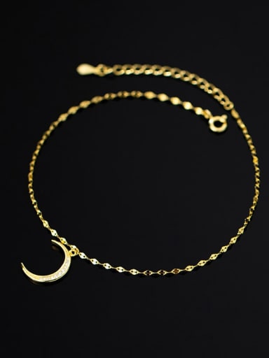925 Sterling Silver  Minimalist  Moon Anklet