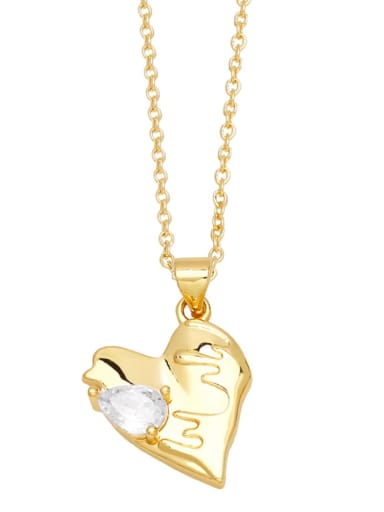 white Brass Cubic Zirconia Heart Vintage Necklace