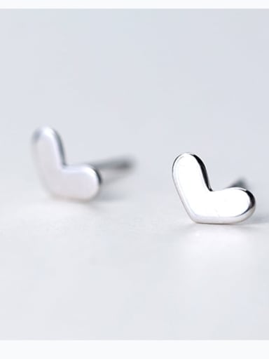 925 sterling silver smooth heart minimalist stud earring
