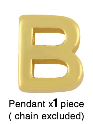 B (without chain) Brass Smooth Minimalist Letter Pendant