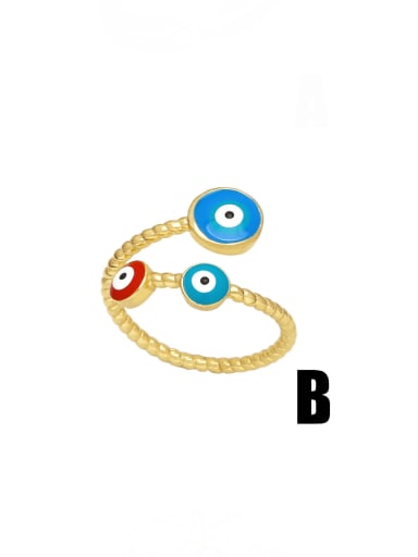 k96 b Brass Evil Eye Minimalist Band Ring